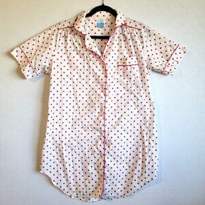 Vintage 80s Nightgown Womens Medium Night Shirt Red White Nite Mates Polka Dot